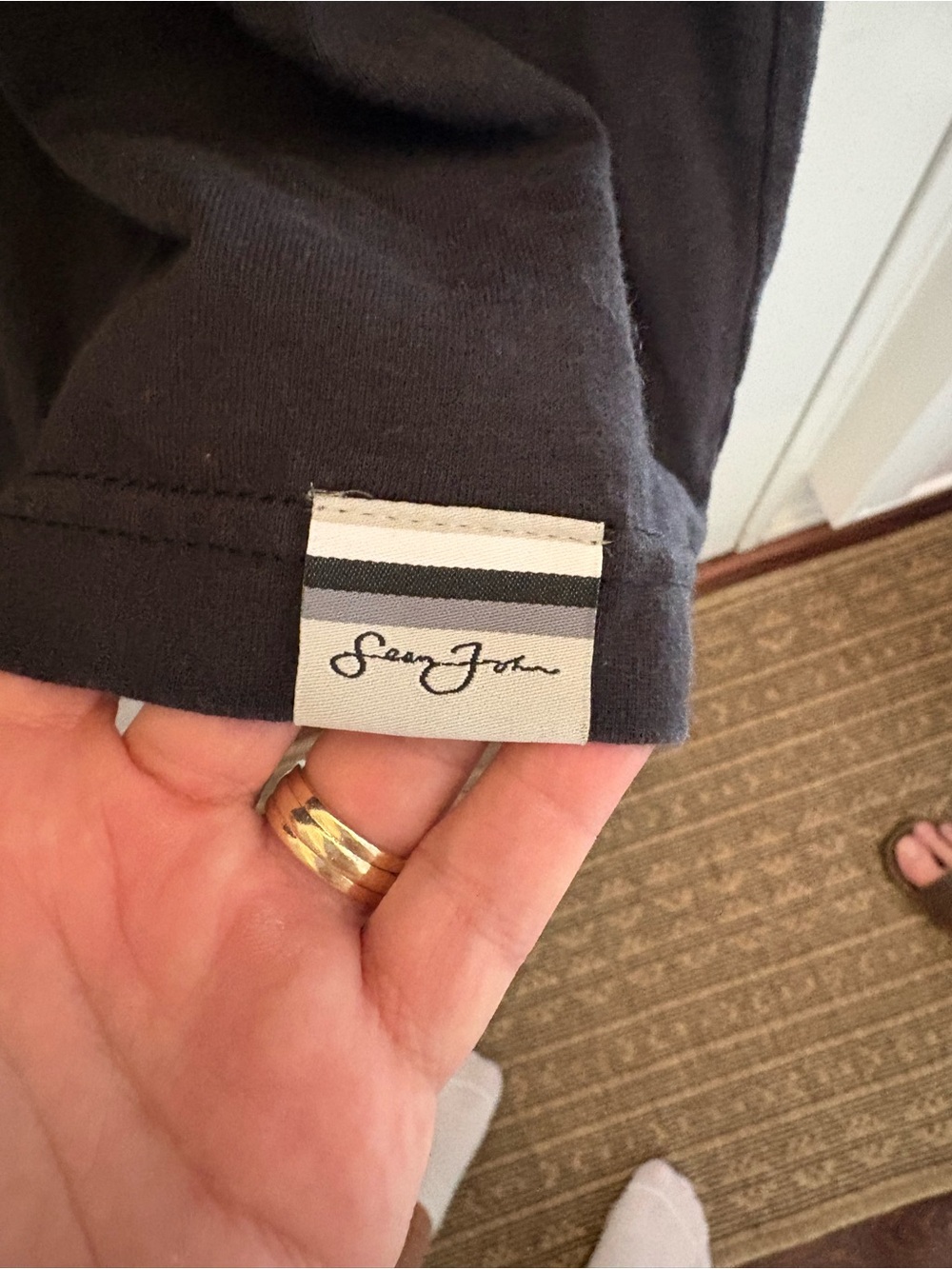 Sean John graphite gray Short-Sleeve Graphic Tee with Silver Glitter Lettering - Picture 2 of 5